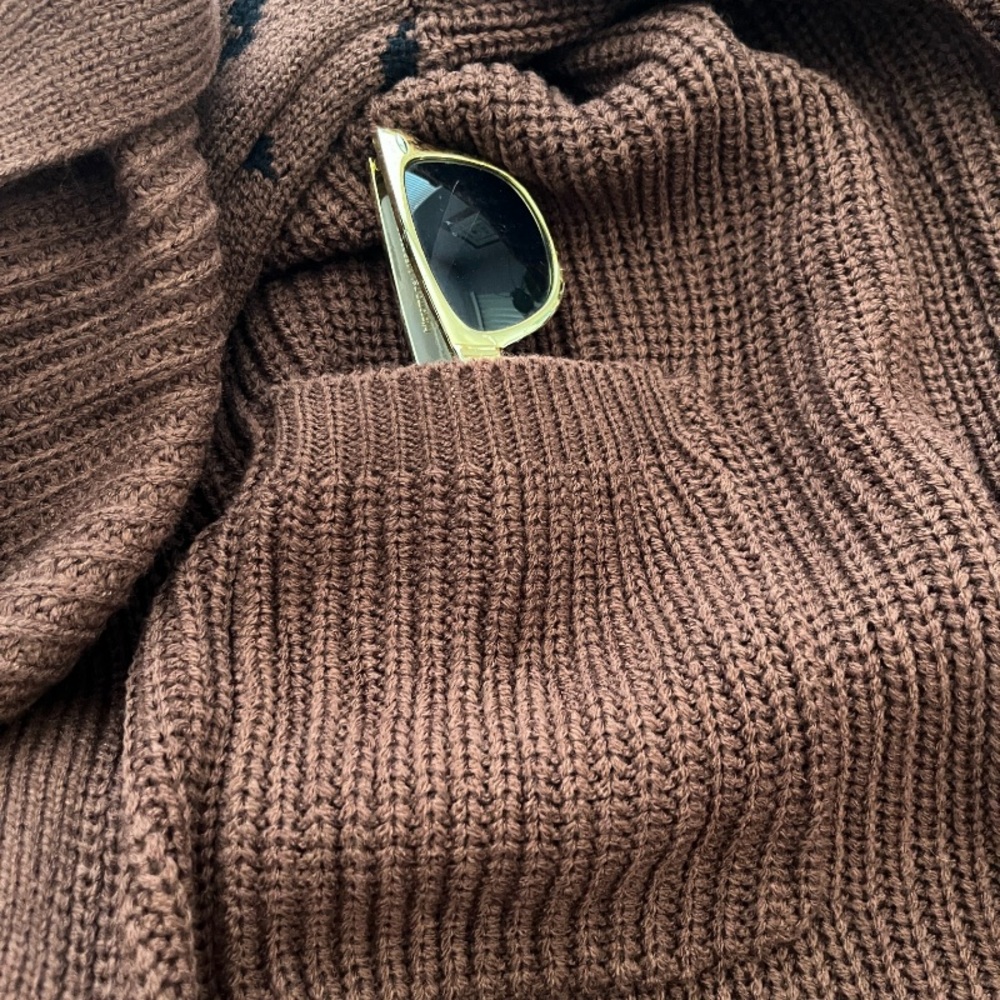 Bloomchic Brown Leopard Print Lantern Sleeve Cardigan Sweater‎ - Picture 7 of 9